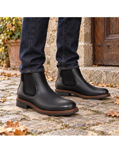 Botines Chelsea de piel con elástico lateral color negro