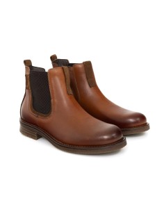 Botines Chelsea de piel con elástico lateral color cuero 2