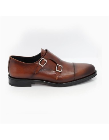 Zapato con hebilla de piel con plantilla extraible color cuero