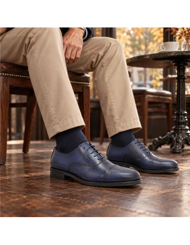 Oxford de piel con plantilla extraible color azul