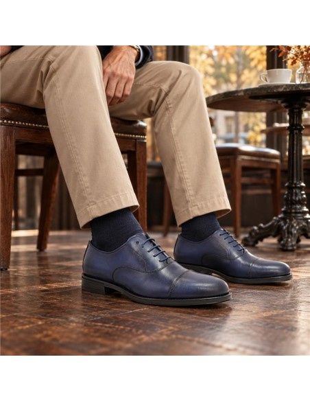 Oxford de piel con plantilla extraible color azul