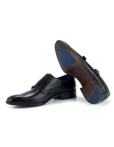 Black leather monkstrap