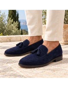 Blue suede moccasin