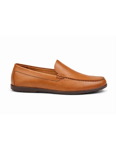 Mocasín de piel de piso antideslizante color cuero