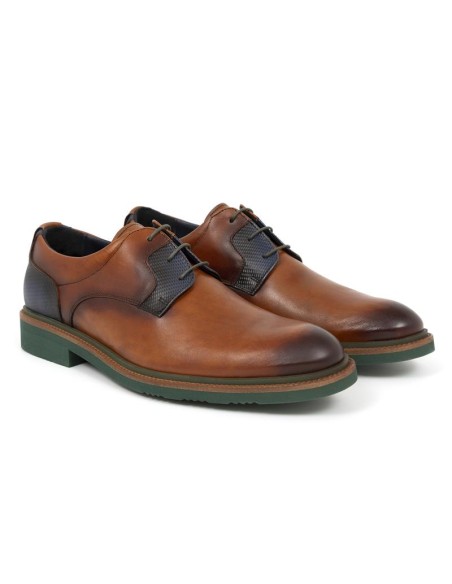Derby de piel en doble tonalidad color cuero