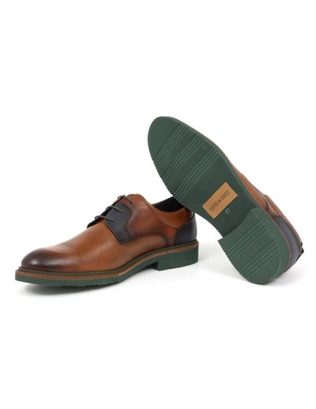 Derby de piel en doble tonalidad color cuero