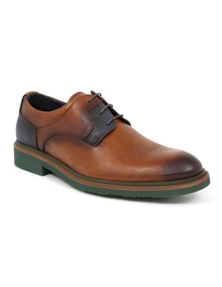 Derby de piel en doble tonalidad color cuero
