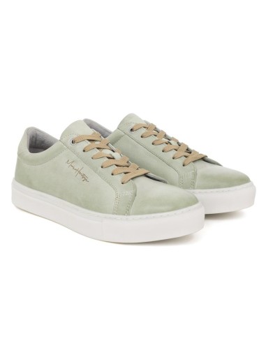 baskets de peau vert DENIA-GREEN