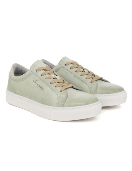 Green leather sneakers