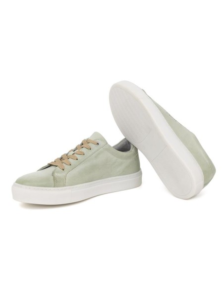 Green leather sneakers