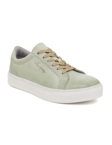 baskets de peau vert DENIA-GREEN
