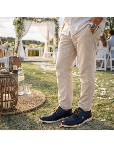 Derby de peau bleu DENIS-NAVY