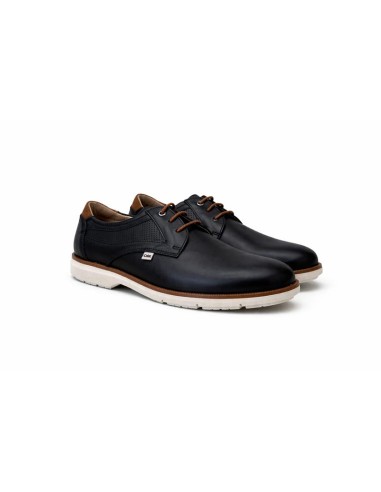 Derby de piel patrón grabado color azul