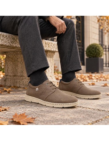 Derby de nobuck con cordones en contraste color beige