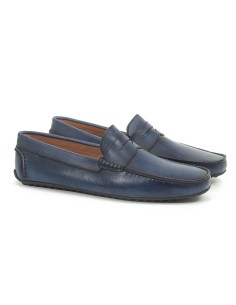 Mocasín de piel con antifaz color azul 2