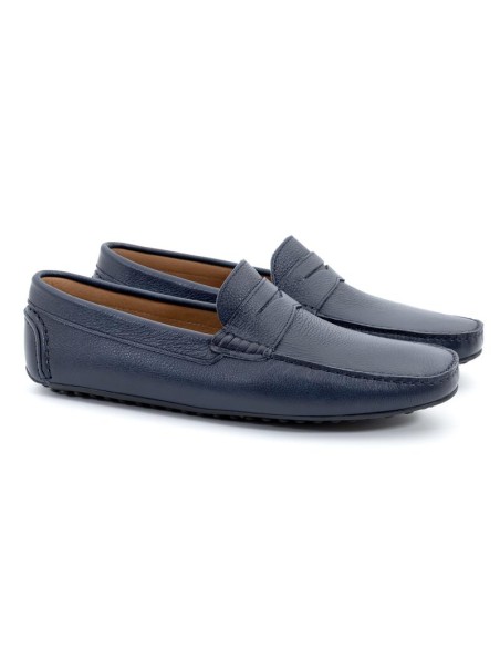 Blue leather moccasin