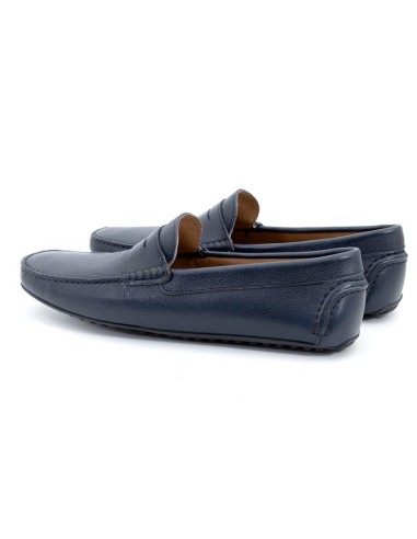 Blue leather moccasin