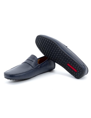 Blue leather moccasin