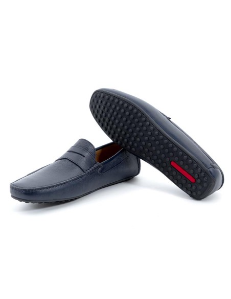 Blue leather moccasin