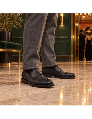 Black leather moccasin