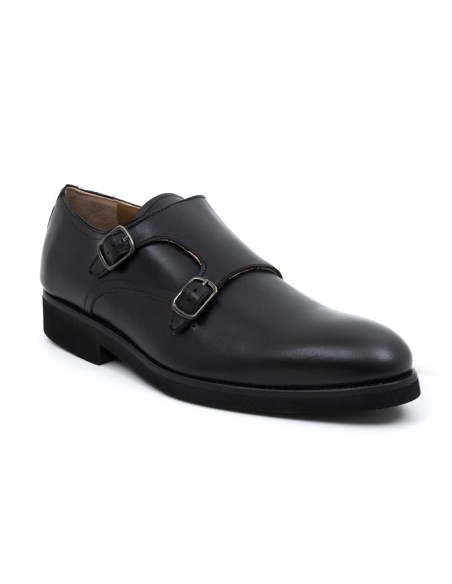 Black leather monkstrap