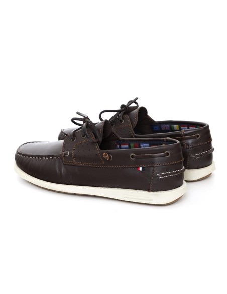 Brown leather boat shoe