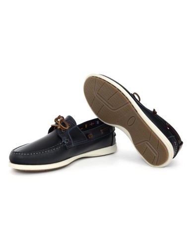 Blue leather boat shoe
