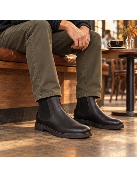 Black leather chelsea boots