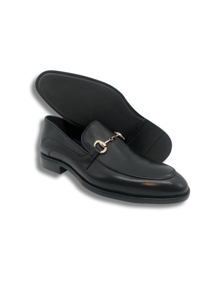 Black leather moccasin