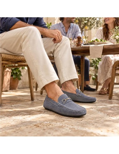 Blue suede moccasin