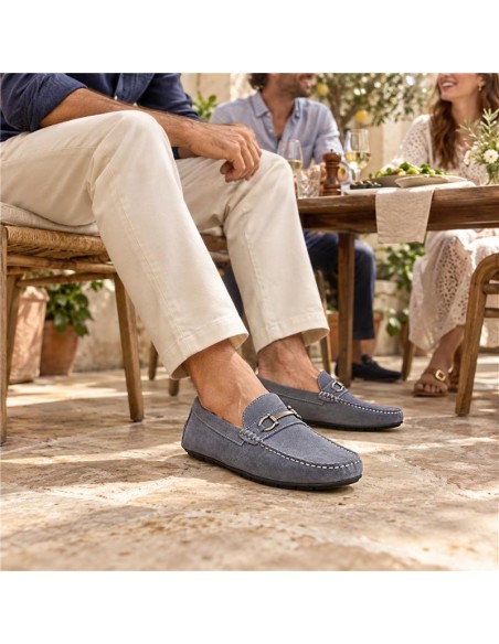 Mocassin suède bleu ITAMA-JEANS