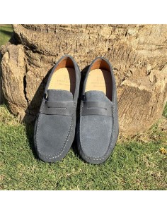 Blue suede moccasin