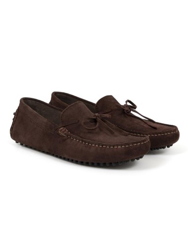 Mocasín de ante con lazo color marrón