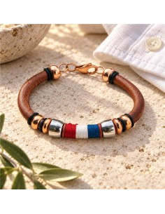 Brazalete de cuero acabado a mano color cuero
