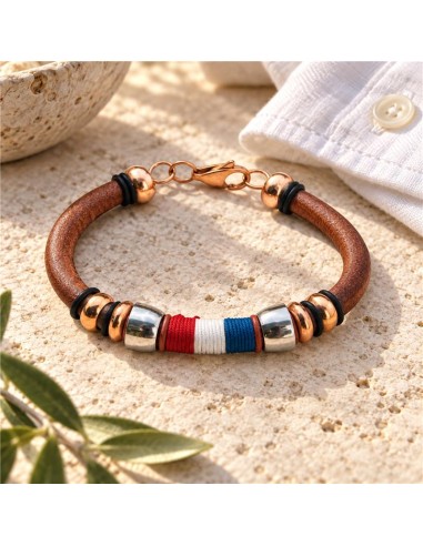 Brazalete de cuero acabado a mano color cuero