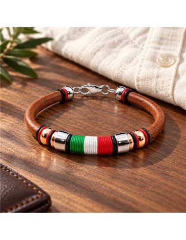 Brazalete de cuero acabado a mano color cuero