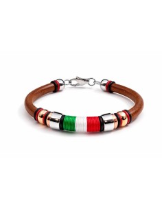 Brazalete de cuero acabado a mano color cuero 2
