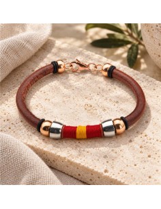 Brazalete de cuero acabado a mano color cuero
