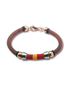 Brazalete de cuero acabado a mano color cuero 2