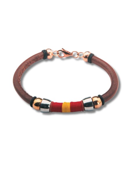 Brazalete de cuero acabado a mano color cuero