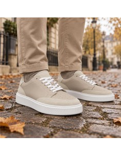 Beige leather sneakers