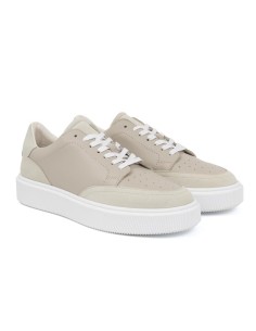 Sneakers de piel combinado con ante color beige 2
