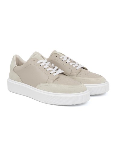 Sneakers de piel combinado con ante color beige