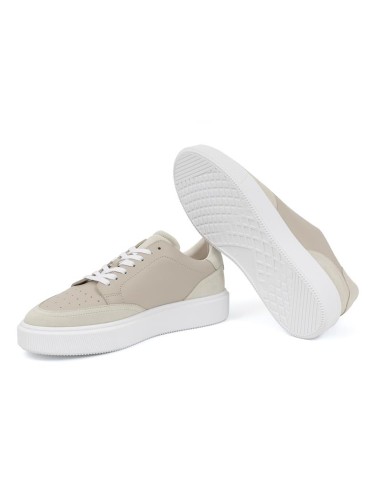 Beige leather sneakers