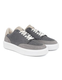 Grey leather sneakers 2