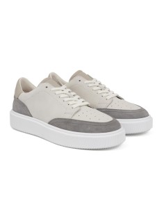 Sneakers de piel combinado con ante color blanco 2
