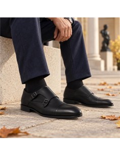 Black leather monkstrap