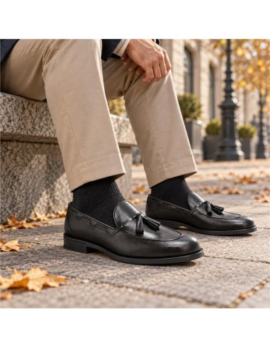 Black leather moccasin