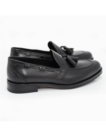Black leather moccasin