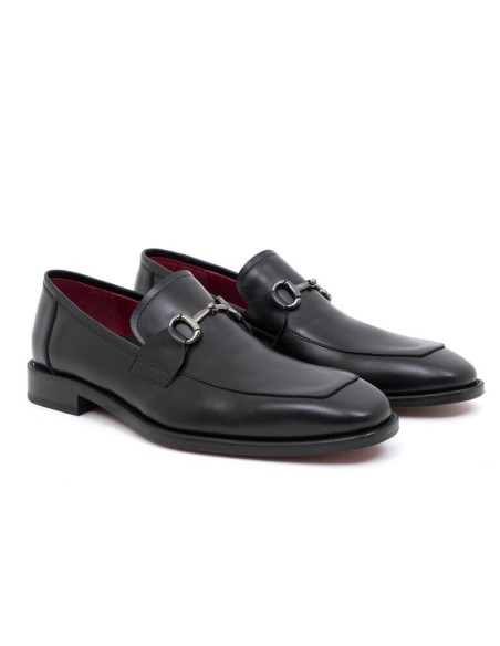 Black leather moccasin
